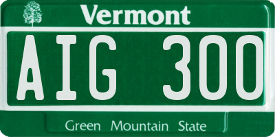 VT license plate AIG300