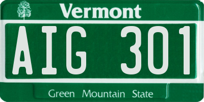 VT license plate AIG301