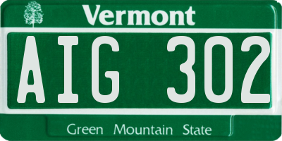 VT license plate AIG302