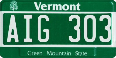 VT license plate AIG303
