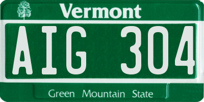 VT license plate AIG304