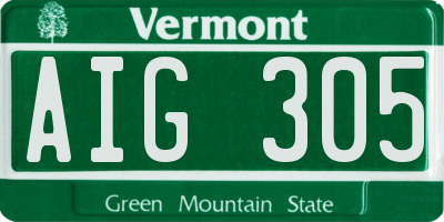 VT license plate AIG305