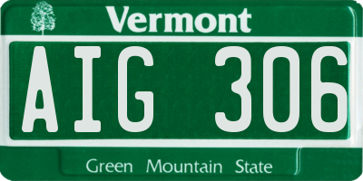 VT license plate AIG306