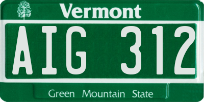 VT license plate AIG312
