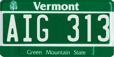 VT license plate AIG313