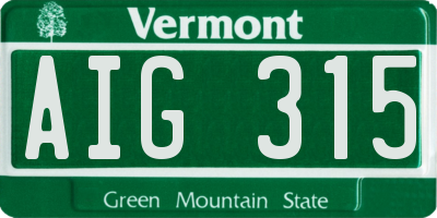 VT license plate AIG315