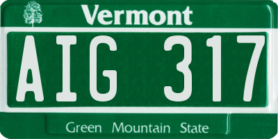 VT license plate AIG317