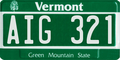 VT license plate AIG321