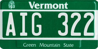 VT license plate AIG322