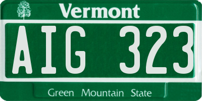VT license plate AIG323