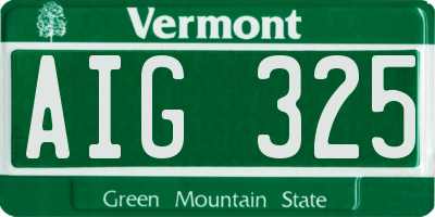 VT license plate AIG325