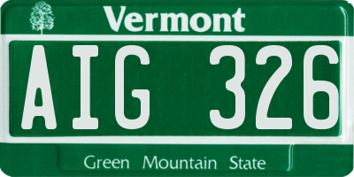 VT license plate AIG326