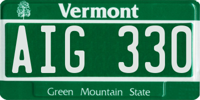 VT license plate AIG330