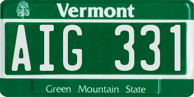 VT license plate AIG331