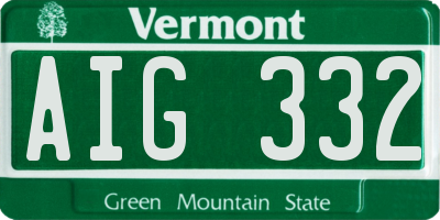 VT license plate AIG332