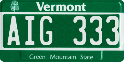 VT license plate AIG333