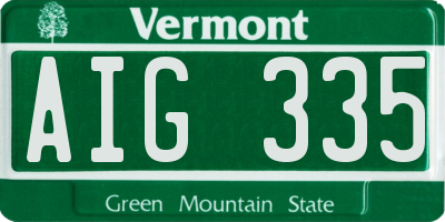 VT license plate AIG335