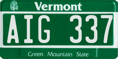 VT license plate AIG337