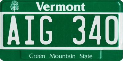 VT license plate AIG340