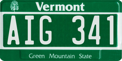 VT license plate AIG341