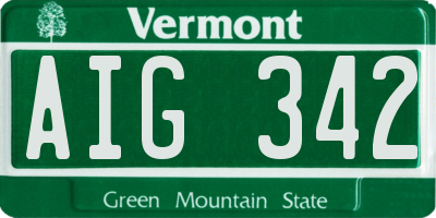 VT license plate AIG342