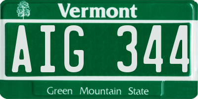 VT license plate AIG344