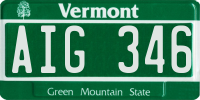 VT license plate AIG346
