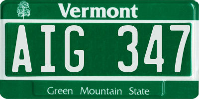 VT license plate AIG347
