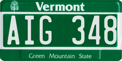 VT license plate AIG348