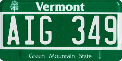 VT license plate AIG349