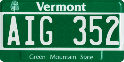 VT license plate AIG352