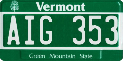 VT license plate AIG353