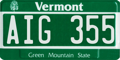 VT license plate AIG355