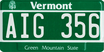 VT license plate AIG356
