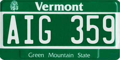 VT license plate AIG359