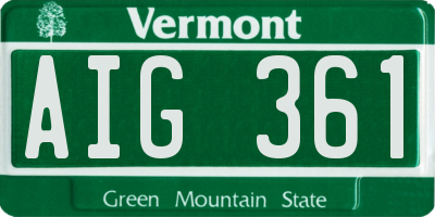 VT license plate AIG361