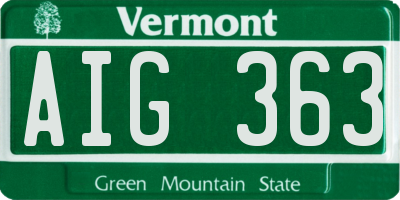VT license plate AIG363