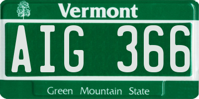 VT license plate AIG366