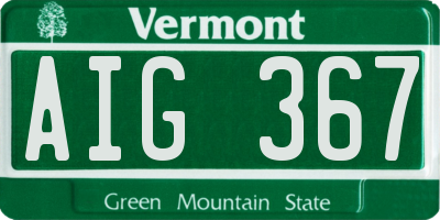 VT license plate AIG367