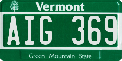 VT license plate AIG369