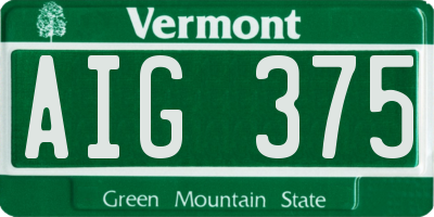VT license plate AIG375
