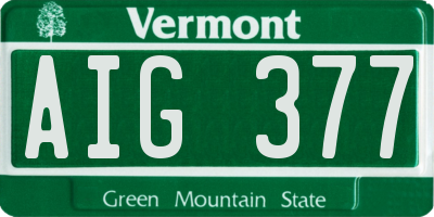 VT license plate AIG377