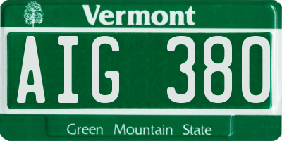 VT license plate AIG380