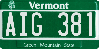 VT license plate AIG381