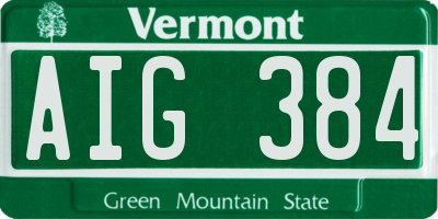VT license plate AIG384