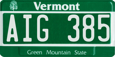 VT license plate AIG385
