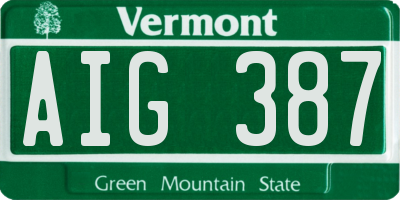VT license plate AIG387