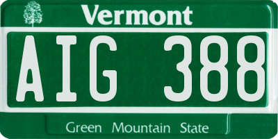 VT license plate AIG388