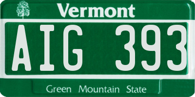 VT license plate AIG393