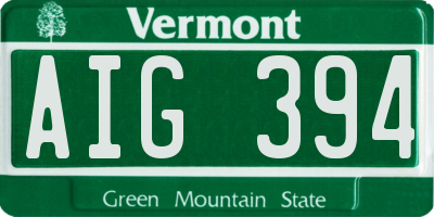 VT license plate AIG394